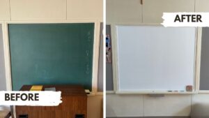 札幌の幼稚園｜黒板からのビューボード貼り換え工事